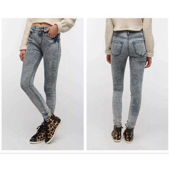 BDG Acid Wash Skinny Jeans High Rise Twig Ankle Indigo Acid Wash 26 29 26W 29L - Picture 3 of 11